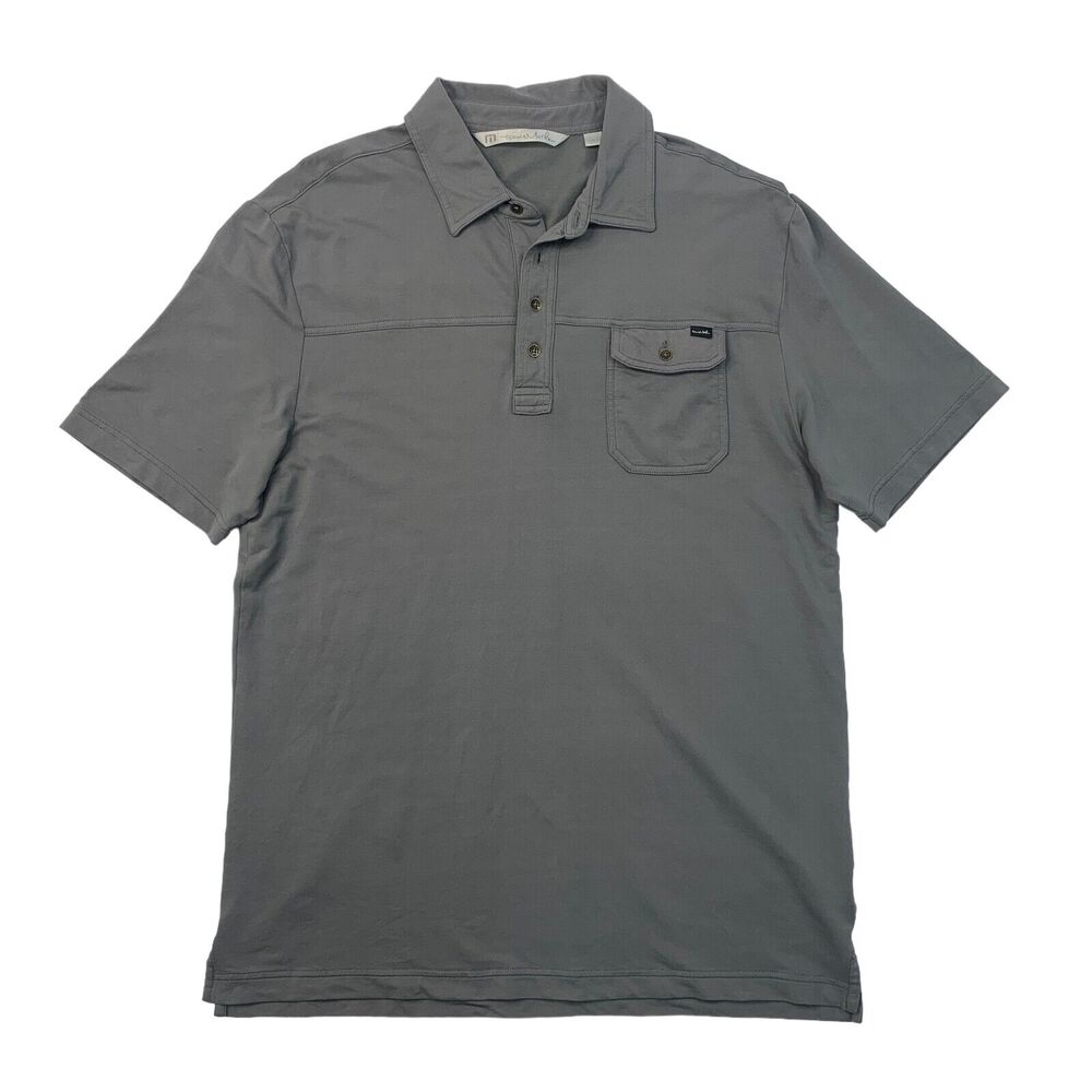 Travis Mathew Polo Shirt Mens L Large Overcast Short Sleeve Pocket Stretch Golf